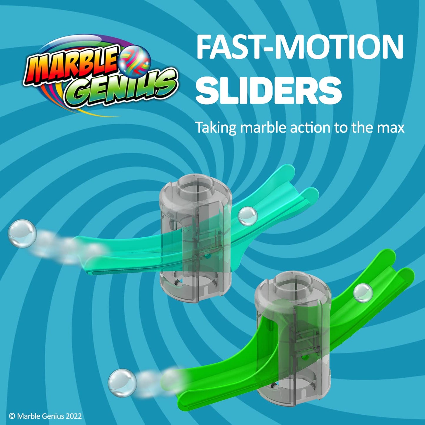 Marble Genius Marble Run Stunts Booster Set: 30 Pieces Total, 9 Action Pieces Including New Patented Trampoline, Includes Free Online App And Full-Color Instruction Booklet, Made For Ages 5 And Up