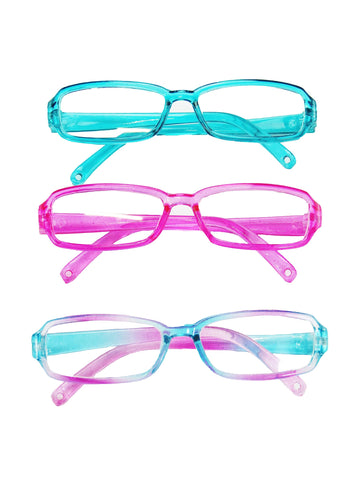 American Fashion World Doll Multicolored Rectangle Glasses for 18-Inch Dolls | 3 Pairs | enhanced Quality & Trendy Design | Dolls Accessories for Popular Brands