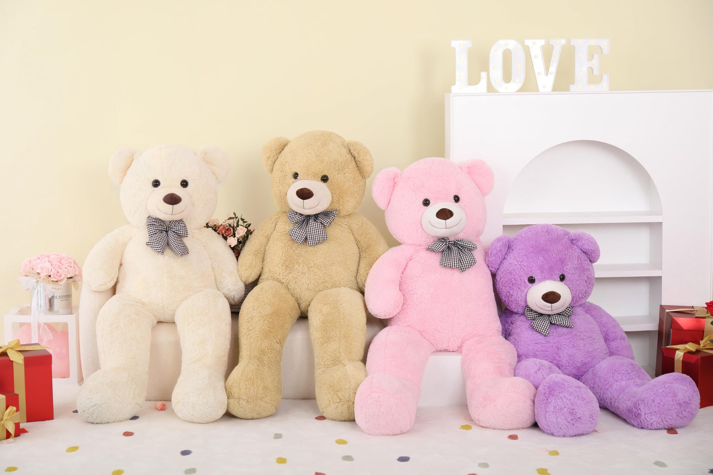 Morismos 39 Inch Giant Teddy Bear Stuffed Animals, Big Bear Plush Toy For Girlfriend Kids Christmas Valentine'S Day Birthday, Pu