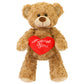 Lucky Radish 11.8 Inches Cute Soft Teddy Bear Plush Toy With Rose And Love Heart For Loved Ones, Mom, And Kids (Heart/Brown)