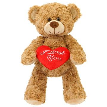 Lucky Radish 11.8 Inches Cute Soft Teddy Bear Plush Toy With Rose And Love Heart For Loved Ones, Mom, And Kids (Heart/Brown)