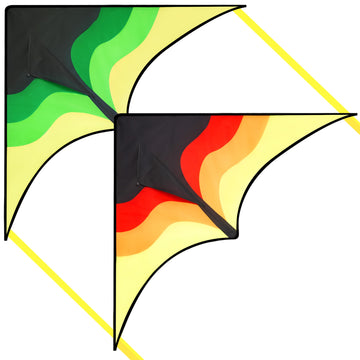 Syncfun 2 Packs Large Delta Kite Gradient Green And Yellow- Easy To Fly For Kids And Adults, Beach Kite With 328 Ft String For O