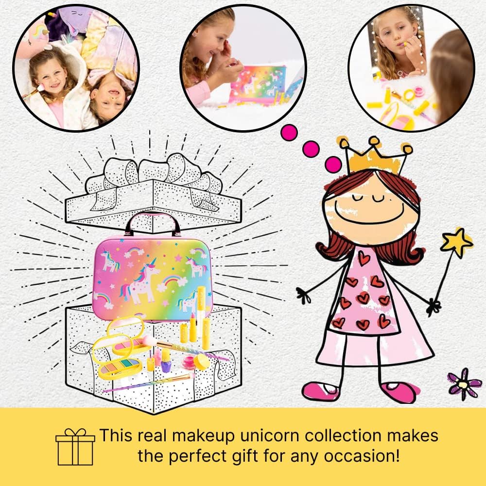 Make it Up Unicorn Collection - Washable - Non Toxic - Safe Makeup Set for Children