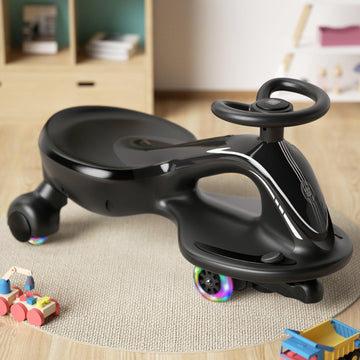 Glaf Electric Wiggle Car Ride On Toys For Kids 3+ Years Old Electric Vehicles For Toddler Boys Girls With Rechargable Battery Powered Pedal Anti-Rollover Wheels With Lights (Black)