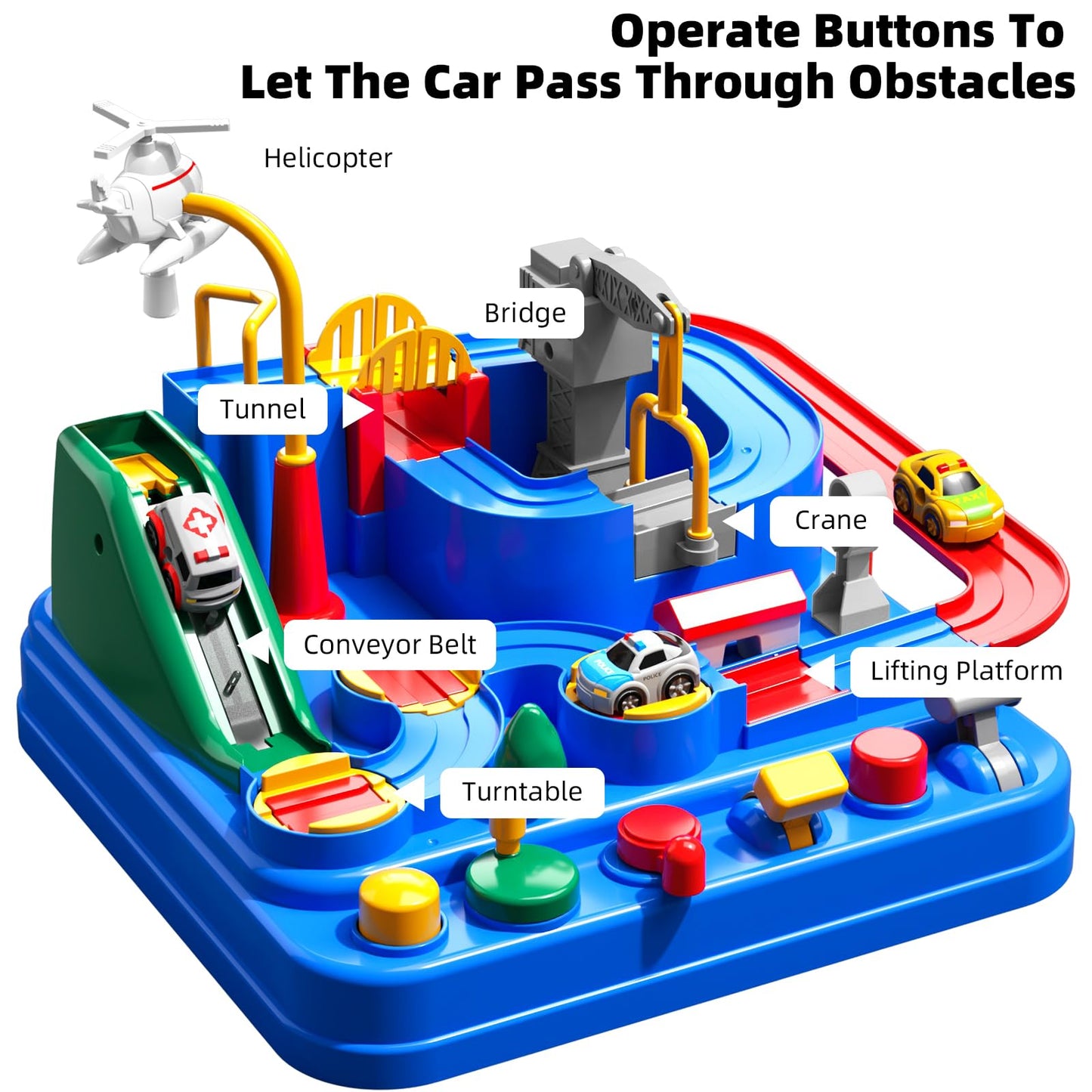 Temi Boys Toys Car Track, Kids Race Track City Adventurous Car Toy For 3 4 5 6 7 Years Old Boys Girls - Car Toys With 3 Cars, Car Track Toys For Boys Age 3, Birthday Gifts Toys For Boys 3-5 Years Old