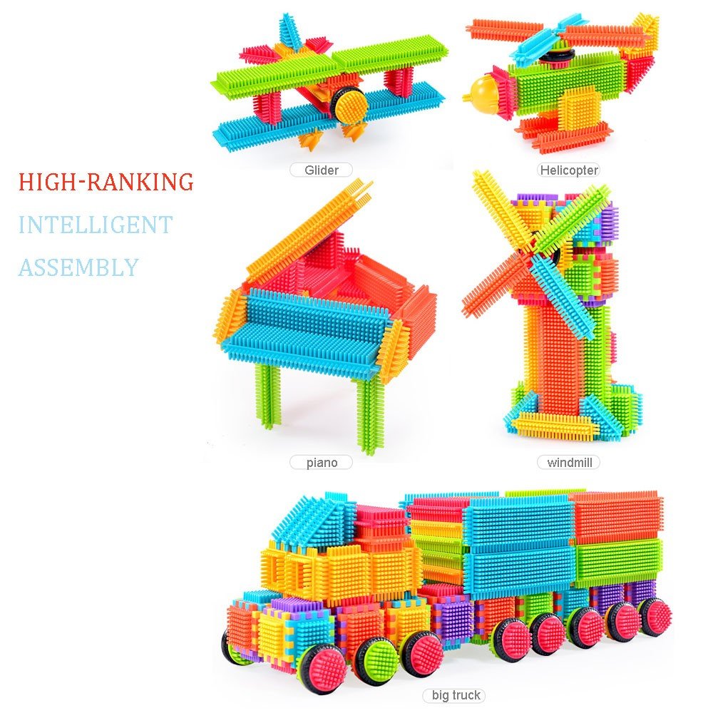 Teytoy 100 Pcs Bristle Shape Building Blocks Toy Set - Assorted Color, Plastic, Model 01 for Toddlers and Kids