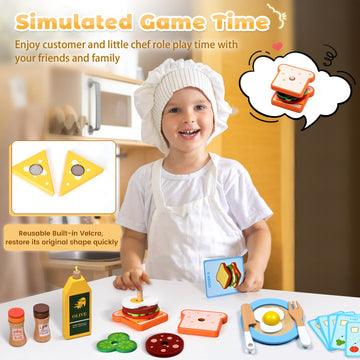 35 Pcs Wooden Play Kitchen Accessories, Pretend Play Kitchen Toys For Kids Toddlers, Wooden Play Cooking Set Play Food Cookware