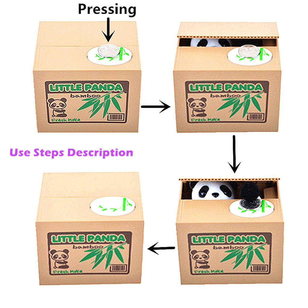 Alimitopia Saving Money Box,Vocal Mischief Stealing Coin Piggy Bank Coin Storage Pot(Cartoon Panda)