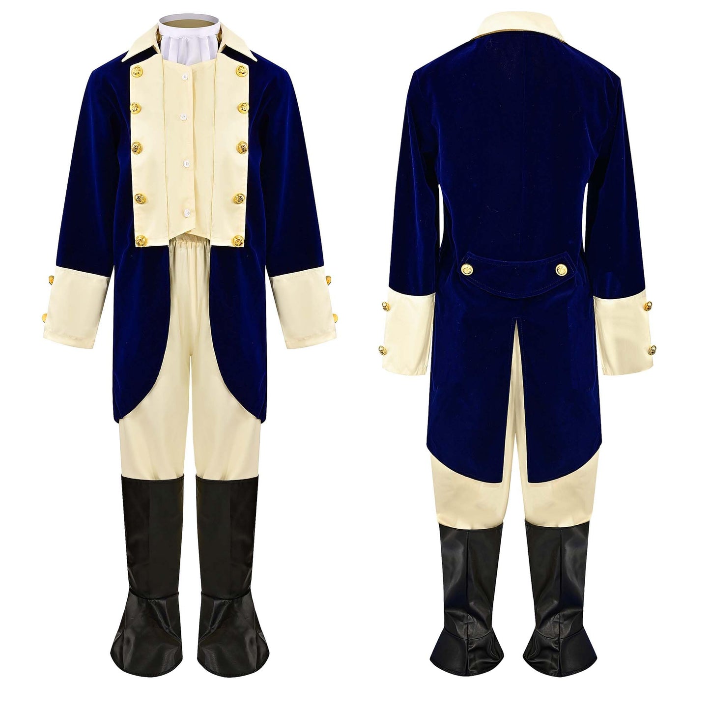 Yunsuelo George Washington Costume For Boys, Kids George Washington Costume With Wig Halloween Alexander Hamilton Colonial Costu