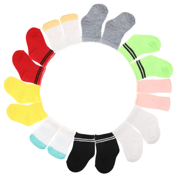 Miunana 5 Pairs Doll Socks For 18 Inch Girl Doll,Include 2 Pairs Striped Socks And 2 Two-Tone Socks And 1 Pairs Solid Color Socks Have 9 Colors Send By Random For Baby Doll