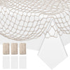 Unittype 6 Pack Fish Net Decorative And Tablecloth Set, Cotton Fishnet And Plastic Table Cover Decorations Set For Nautical Them