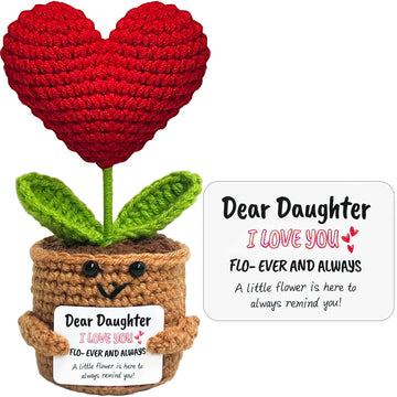 Daughter Gifts from Mom Dad - Crochet Heart Flower Animal for Teen Girl Gifts Trendy Stuff, Best Present for Birthday, Graduatio