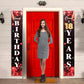 Happy 18Th Birthday Porch Sign Door Banner Decor Red And Black - Glitter Cheers To 18 Years Old Birthday Party Theme Decorations
