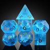 Dnd Dice Cracked Frosted Glass 7 Piece Blue Zircon Dice With Great Gift Case For Dnd Dungeons And Dragon Tabletop Game (Blue Gla