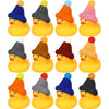 Chivao 12 Pcs Rubber Ducks With 12 Sunglasses/ Hats/ Headwear/ Scarf Small Cruise Ducks In Bulk Mini Rubber Duckies Bathtub Toys For Valentine'S Day Gift Hide(Yellow, Duck With Hats)