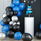 Black Blue Silver Balloon Garland Kit, Blue Silver Balloon Garland Kit With Black Blue And Silver Latex Balloons, Black Blue Sil