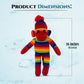 Plushland Plush Sock Monkey Stuffed Animal Toy - 16'' Rainbow, Hand Knitted Gift for Kids, Babies, Teens, Girls and Boys