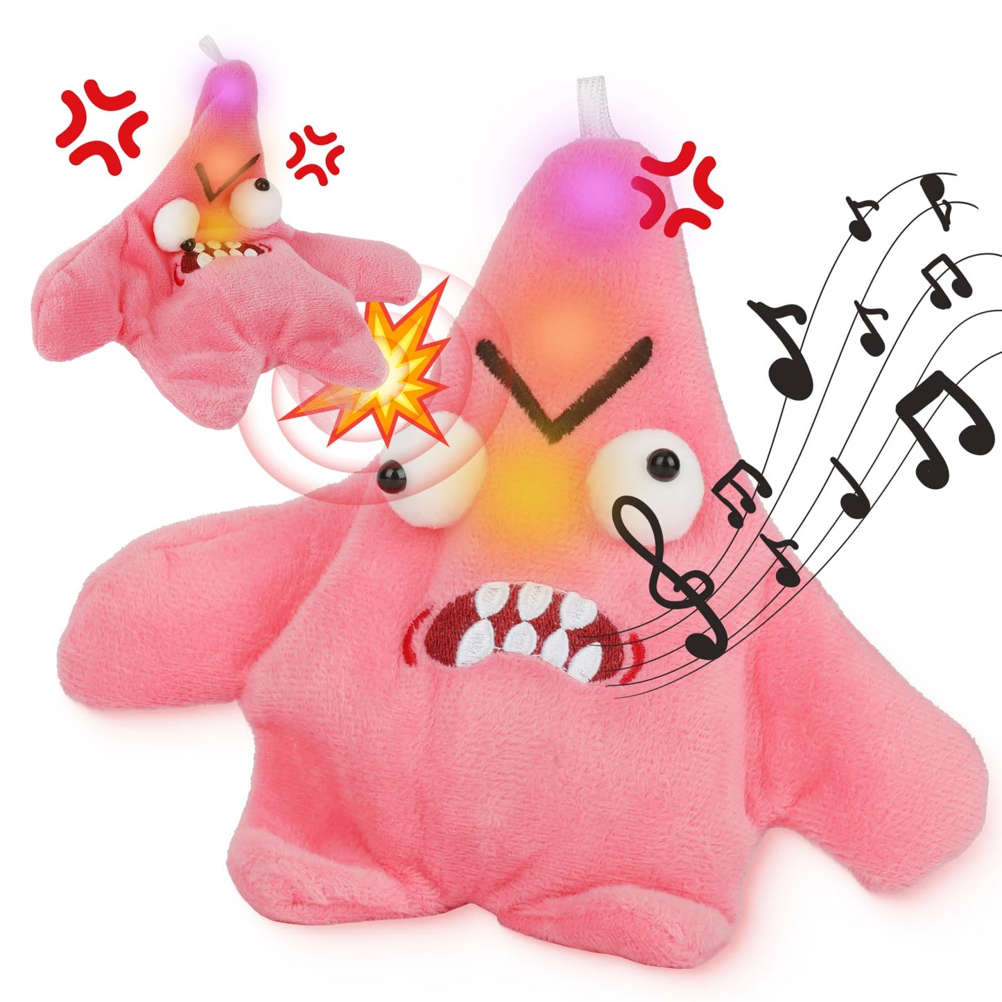 WORDFANIDAYE Angry Starfish Toy That can Move Sing and Imitate Speech,Angry Star Plush Interesting Backpack Pendant Funny Plush,