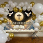 We Love Our Pastor Backdrop 7x5FT Pastor Appreciation Banner Background for Church Cross Christian Thanksgiving Party Decoration