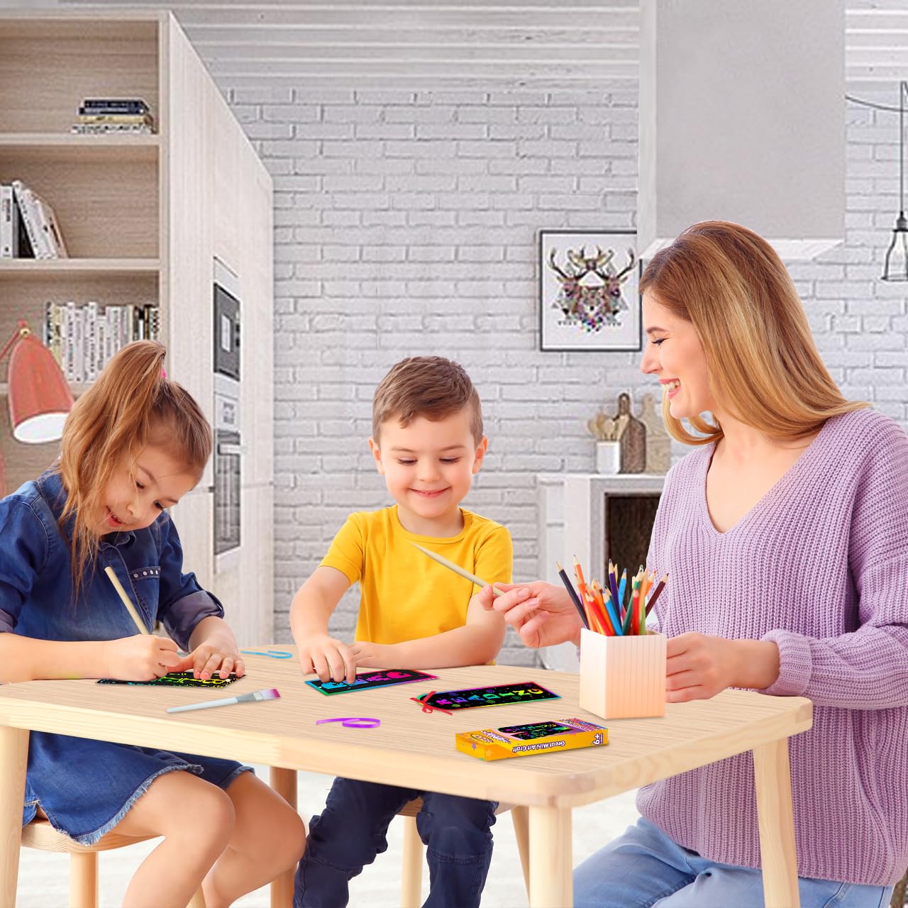 ZMLM Scratch Paper Art Bookmarks Kids: 36 Set Magic Rainbow DIY Art Craft Paper Bookmark Gift Tag Party Favor Goodie Bags Stuffe