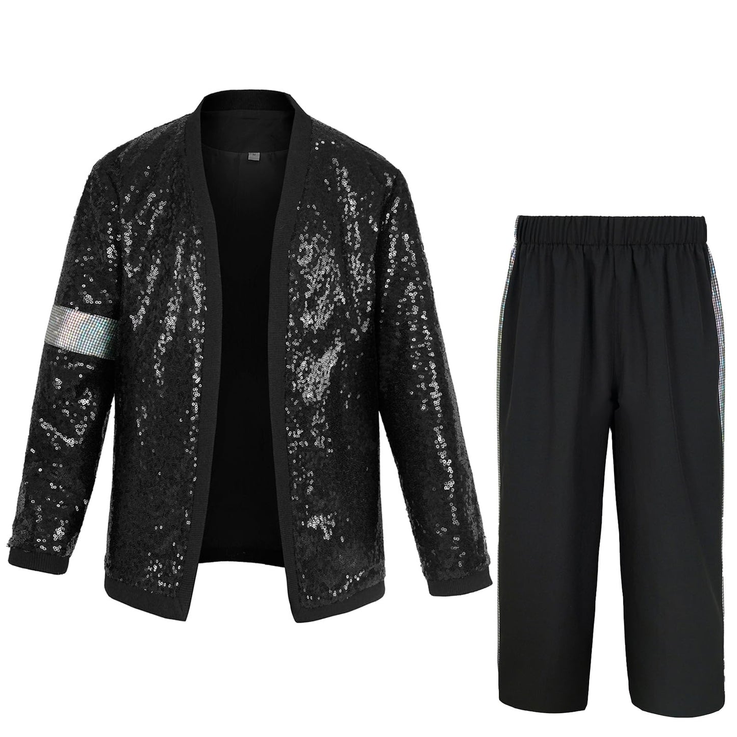 Nekifui Boys 70S Sequin Jacket Disco Outfits Pop King Costume For Kids Dance Star Set(Z3757,L)