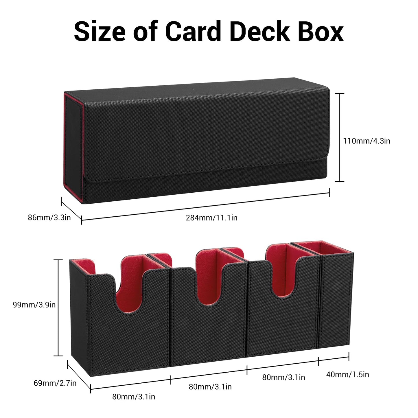 Foteemo Card Deck Box For Mtg, 4 In 1 Commander Deck Box Magic The Gathering Deck Box Trading Card Deck Storage Box Holding 300+