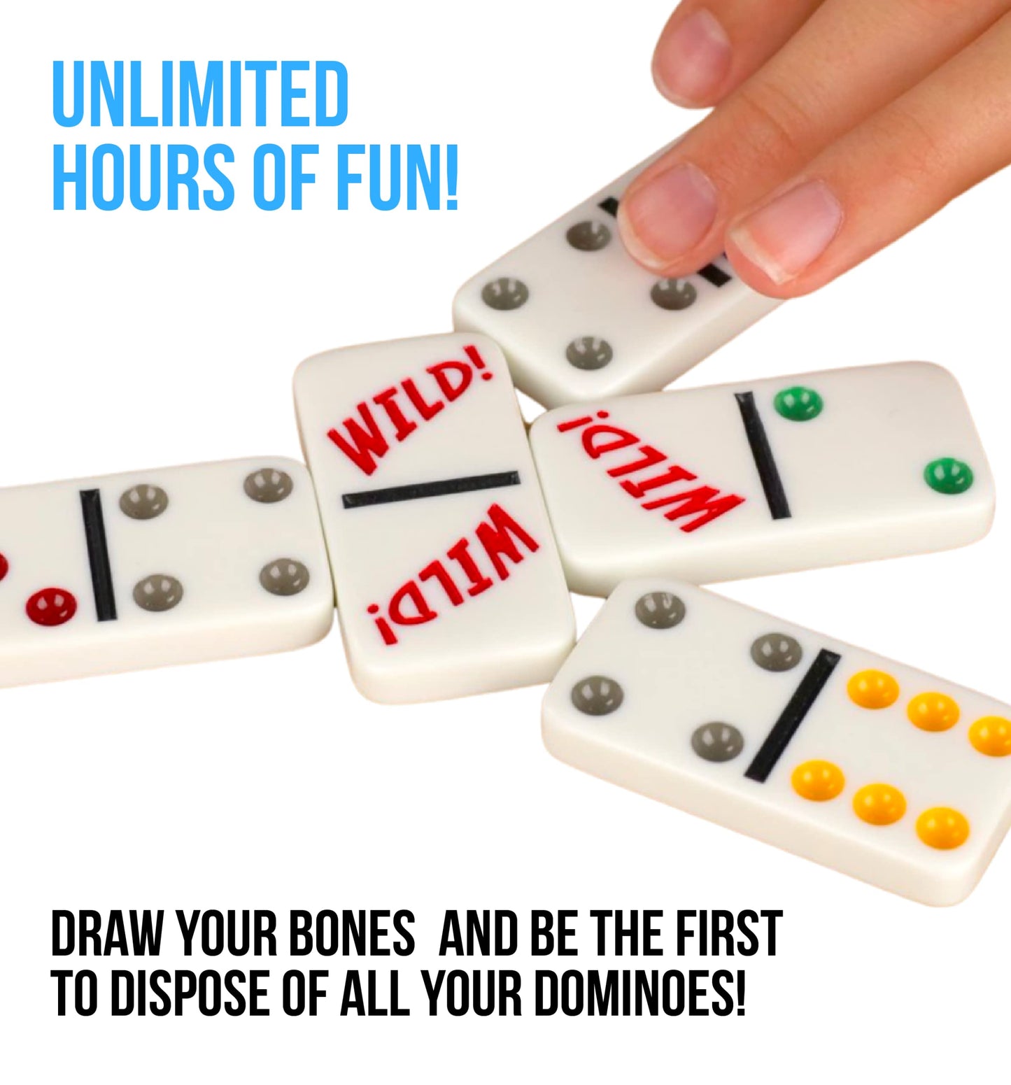 Regal Games Wild Spinner Dominoes - Fun Family Game for 2-8 Players, Includes Score Pad & Rules, Compatible with Spinner & Double 9