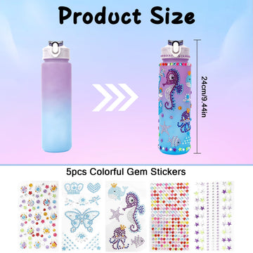 Valentines Day Gifts for Girls, Decorate Your Own Water Bottle Kits for Girls 4-12, Girls Water Bottle, Gem Stickers DIY Arts an