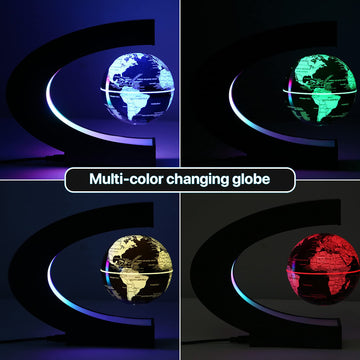 Gresus Multicolor Changing Magnetic Levitation Floating World Map Globe, Floating Globe With Led Lights, Great Fathers Students Teacher Business Boyfriend Birthday Gift For Desk Decoration