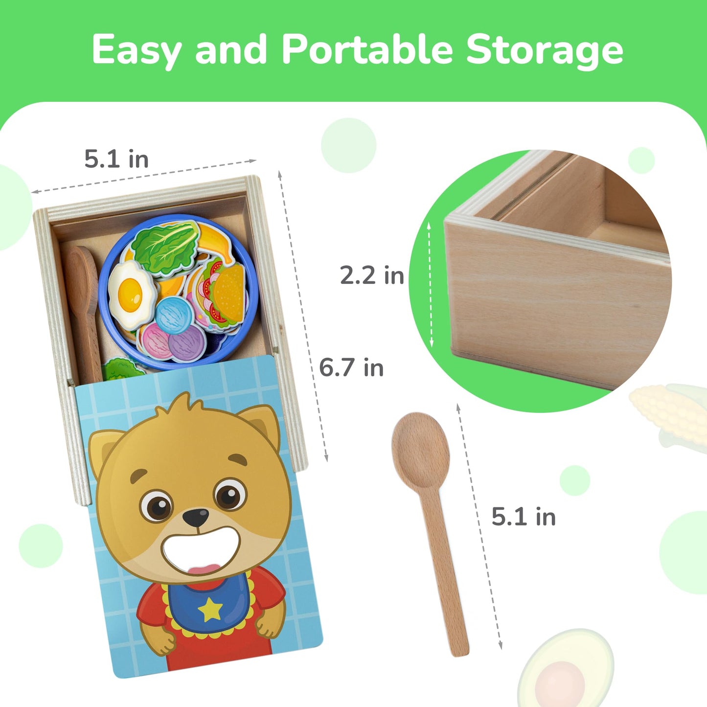 Bimi Boo Wooden Feeding Toy for Toddlers Ages 1-4+ - Pretend Food Game for Preschoolers, Play Food Set for Kids, Learning Resour