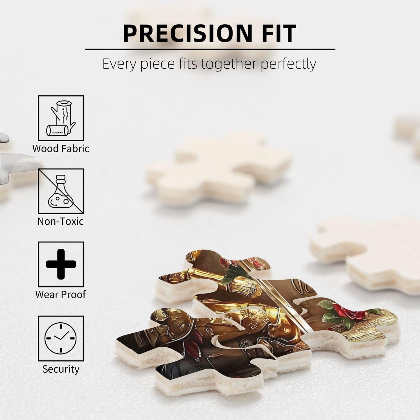 TREKTOTS Christian Jigsaw Puzzle, 1000 Pieces, Wooden, Warrior Woman with Bible Verses, Inspirational Faith-Based Gift, Gold