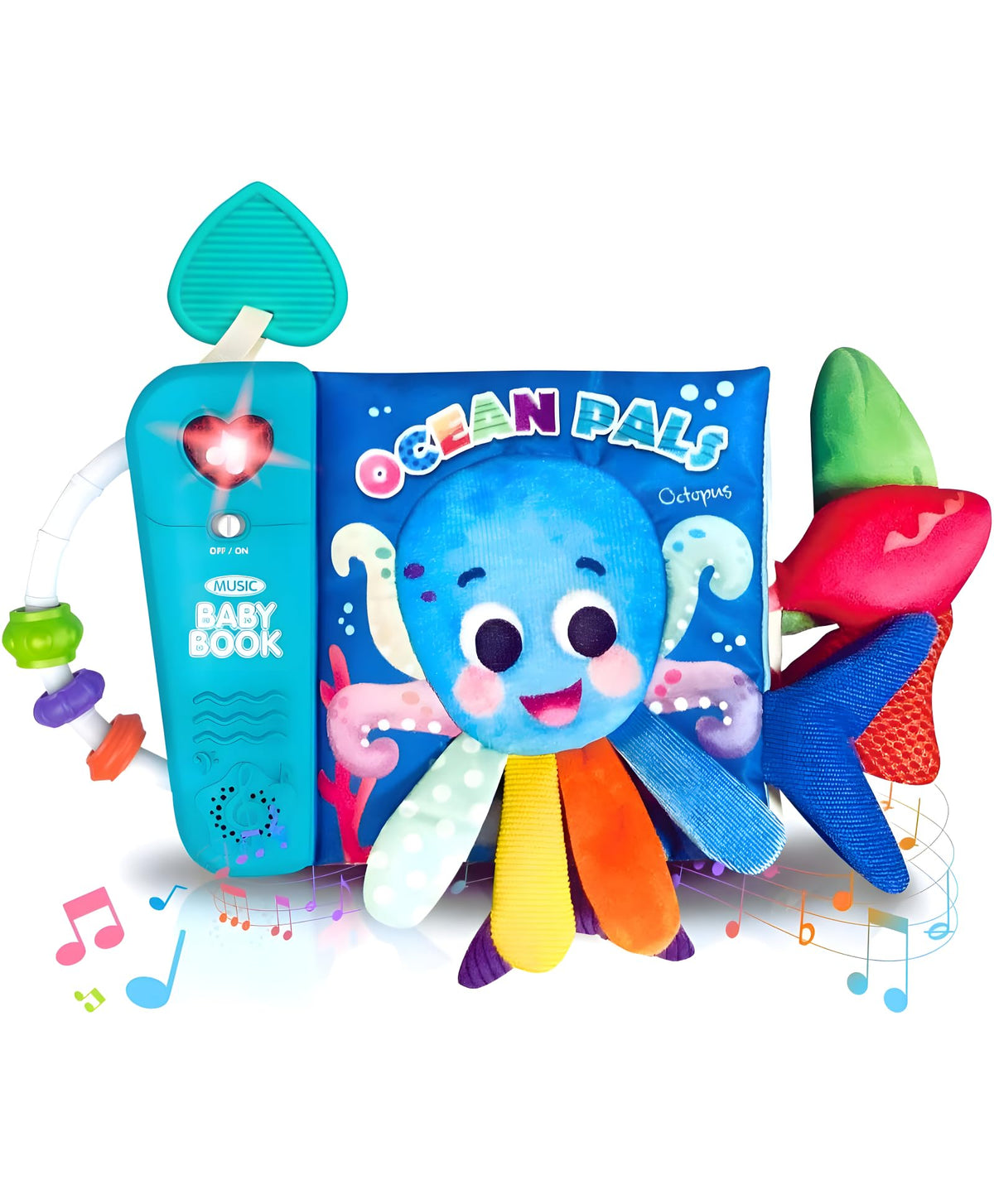 Jollyora Baby Soft Cloth Tummy Time Book | Montessori 3D Activity Book For Newborns & Infants | Musical Early Development Sensor