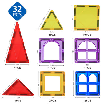 MAGBLOCK Magnetic Blocks - Magnetic Tiles for Kids - 3D Magnetic Building Blocks for Toddlers Building Blocks with Clear Color E