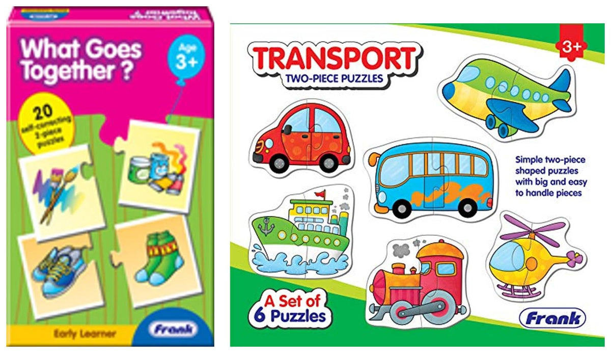 Frank What Goes Together? Puzzle  40 Pieces & Frank Transport Puzzles  A Set of 6 TwoPiece Shaped Jigsaw Puzzles