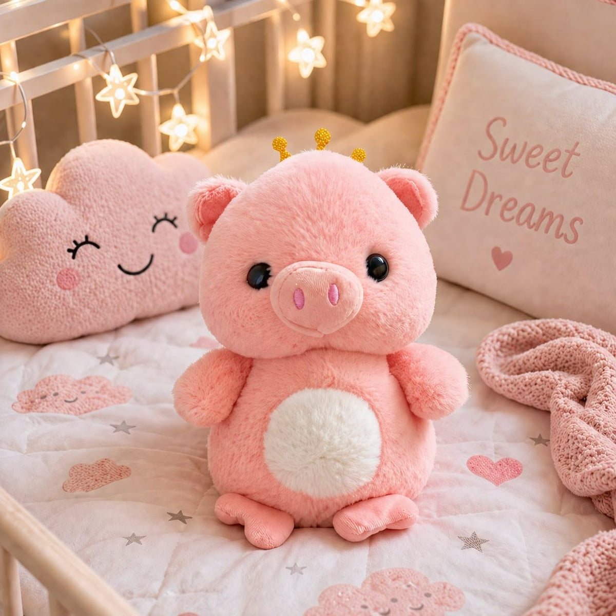 SCOOBA Cute Little Crown Pig Soft Toys for Kids Babies 25cm(Little Crown Plush Pig)