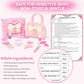 Kids Real Makeup Kit for Girls - 18Pcs Non-Toxic Washable Make Up Toys with Initial Toddler Purse - Personalized Birthday Gifts