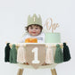 HODIHIWI 1st Green High chair Banner Wood Bead Tassel Garland Crown Hat Wooden Cake Topper Birthday Party Decorations