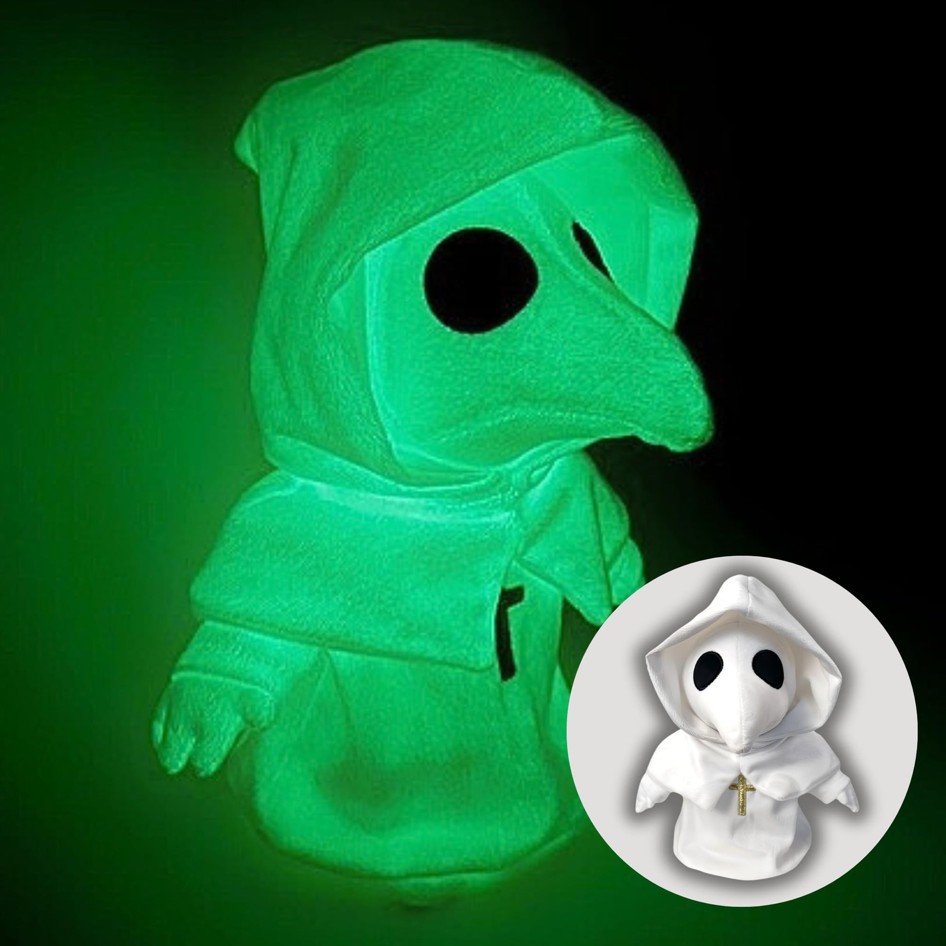 Uncommon Universe Plague Doctor Plush Toy - 10  Glow in The Dark Stuffed Animal - Cute Spooky White Horror Plush - Soft Monster Creepy Plushies - Ideal for mature-themeds or Kids