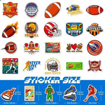 Football Stickers 100 Pcs Vinyl Waterproof Football Sports Stickers For Water Bottle Laptop Skateboard, Football Gifts For Kids