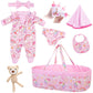 Ecorelf 8 Pcs Baby Doll Clothes With Bassinet For 16-18 Inch Baby Doll Reborn, Baby Doll Accessories Clothes Outfit Including Do