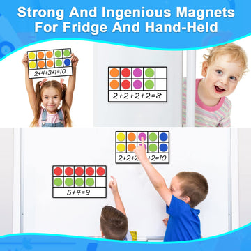 Magnetic Ten-Frame Set - Math Manipulatives Games For Kindergarten Elementary, 6 Ten Frames & 66 Magnetic Math Counters Toys For