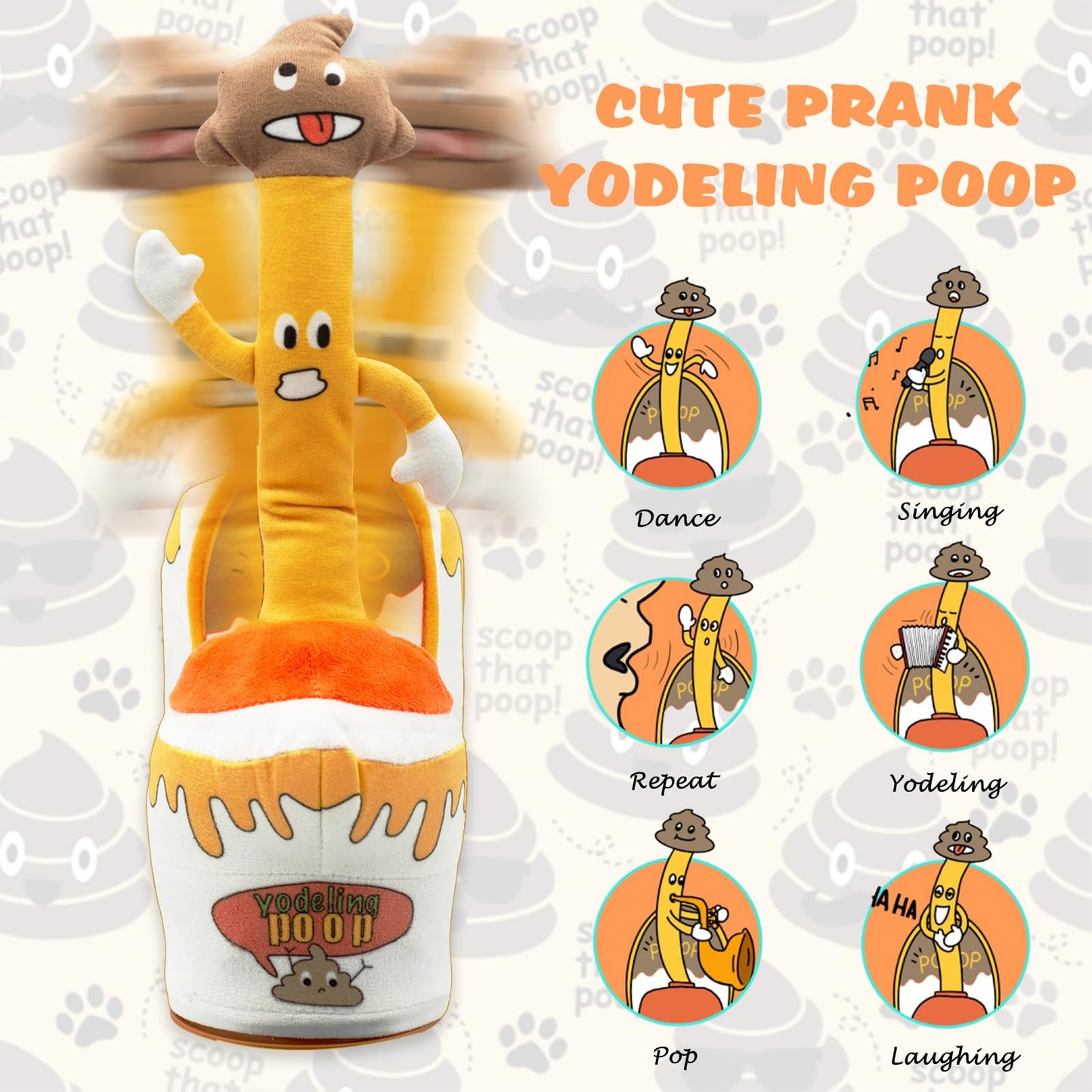 Timozo Dancing Toilet Plunger - Talking Yodeling Pickle Toy, Rechargeable Plush, Funny Prank Gift for Adults & Kids, Medium Size