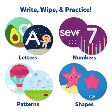 Skillmatics Write & Learn Reusable Cards For Toddlers - Letters, Numbers, Patterns & Shapes, Travel Game, Preschool Learning, Gifts For Kids Ages 3, 4, 5, 6