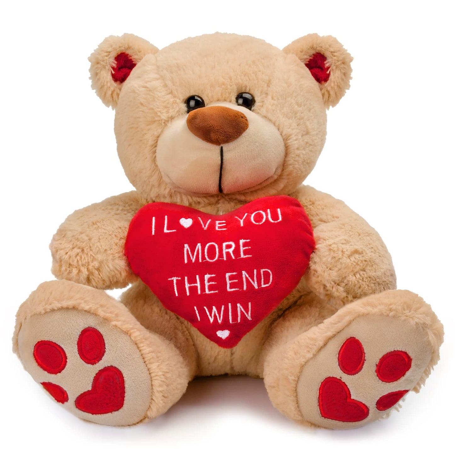 CaseTank Valentine's Teddy Bear - 10 Inch Plush Stuffed Animal, I Love You More, Cute Gift for Her, Him, Kids, Girlfriend, Boyfriend, Mom