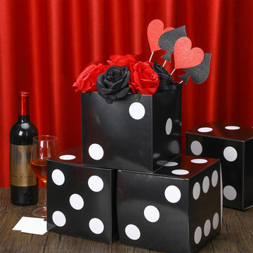6 Pcs Dice Favor Boxes Bulk 7 X 7 X 7 Inches Casino Themed Party Birthday Supplies Three Dimensional Dice Decor For New Year Cen