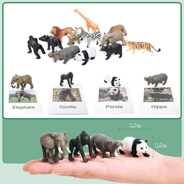 12 Preschool Science Toys - Educational Materials With Animal Matching Models Flash Cards, Animal Figurines For Kids (Zoo)