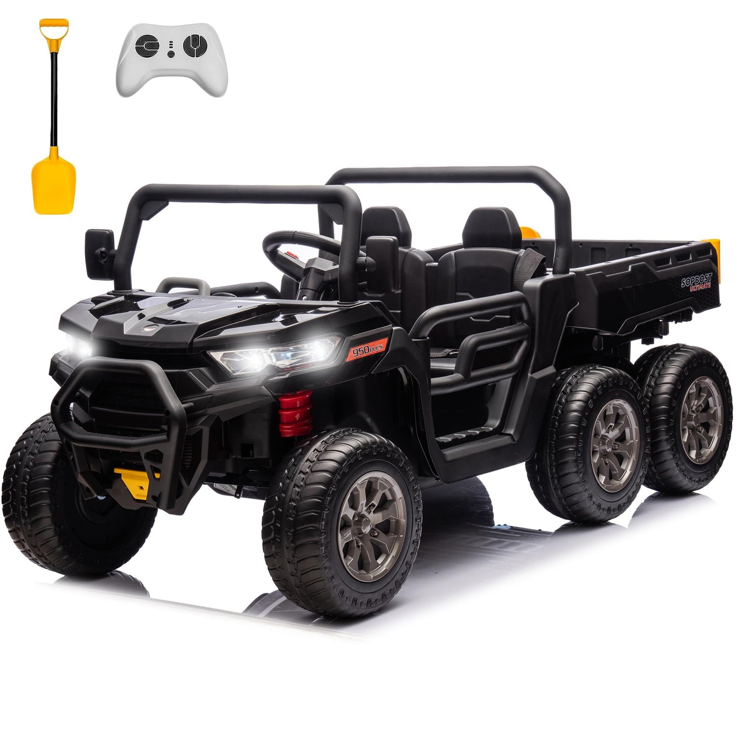 Sopbost 2 Seater 24V Kids Ride On Truck With Electric Dump Bed, 4Wd Battery Powered Ride On Car With Remote Control, Music Play,