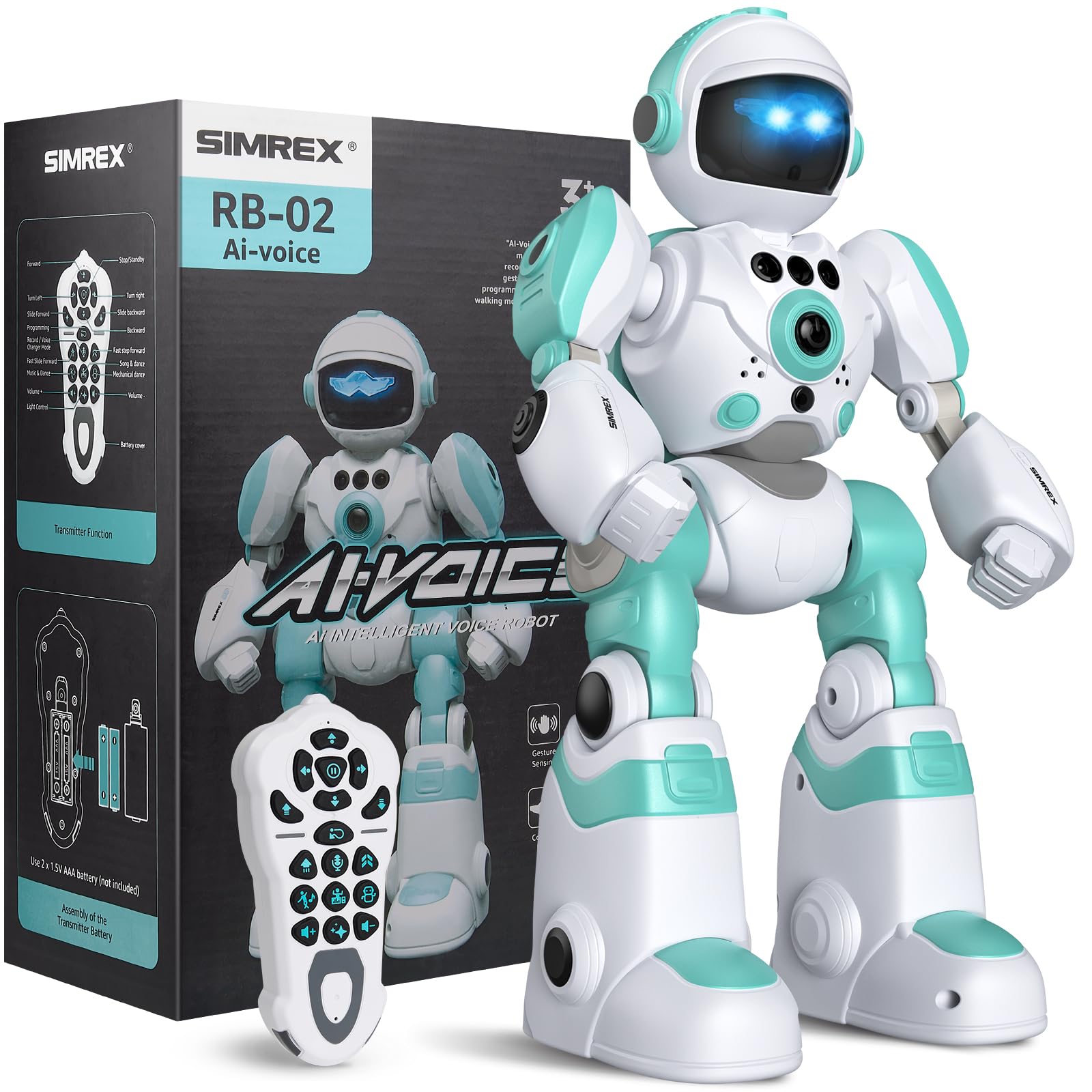 Simrex Kids Robot Toys, Remote Control Robot, Programmable Robot With Recorded Voice Music Dance Gesture Control, Gift For Toddler Boys And Girls