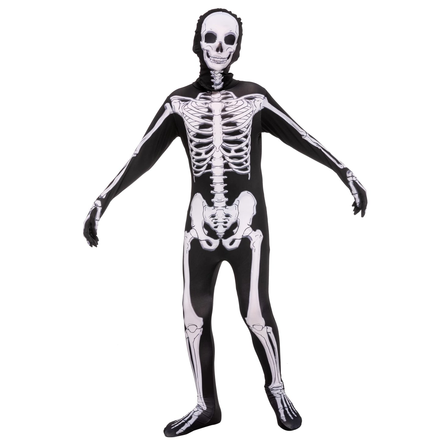 Spooktacular Creations Halloween Kids Scary 3D Skeleton Costume For Boys, Toddlers Skeleton Costume For Halloween Dress Up-M(8-10Yr)