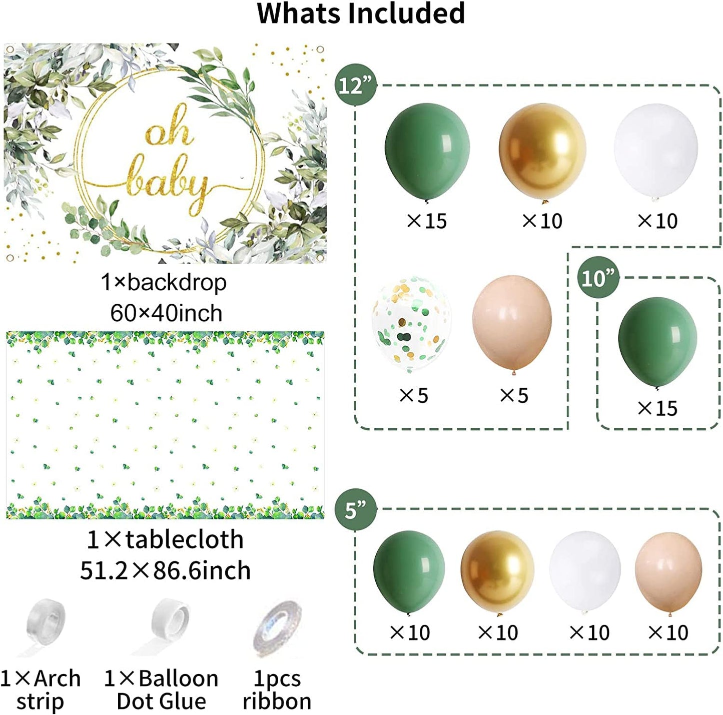 Sage Green Baby Shower Decorations Greenery Baby Shower Decorations With Sage Green Balloons Garland Arch Greenery Oh Baby Backdrop Eucalyptus Leaf Tablecloth For Boho Jungle Safari Woodland Party